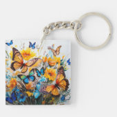 Botervliegen en bloemen sleutelhanger (Achterkant)