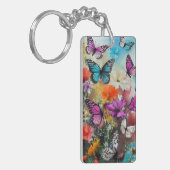 Botervliegen en bloemen sleutelhanger (Voorkant Links)