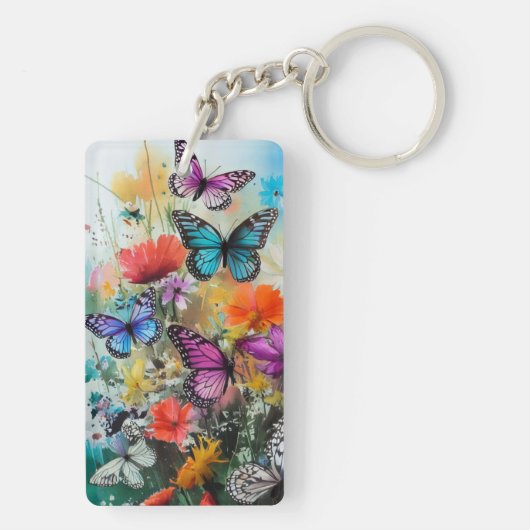 Botervliegen en bloemen sleutelhanger (achterkant)