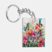 Botervliegen en bloemen sleutelhanger (Voorkant Links)