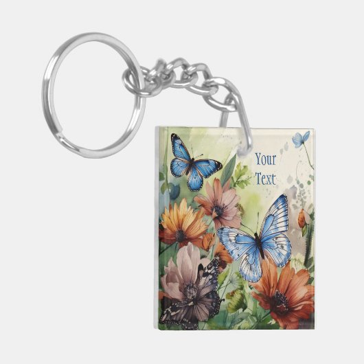 Botervliegen en bloemen sleutelhanger (Voorkant Links)