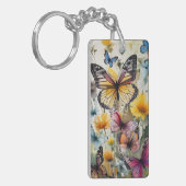 Botervliegen en bloemen sleutelhanger (Voorkant Links)