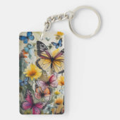 Botervliegen en bloemen sleutelhanger (achterkant)