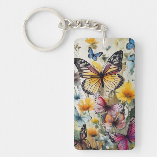 Botervliegen en bloemen sleutelhanger (Voorkant)