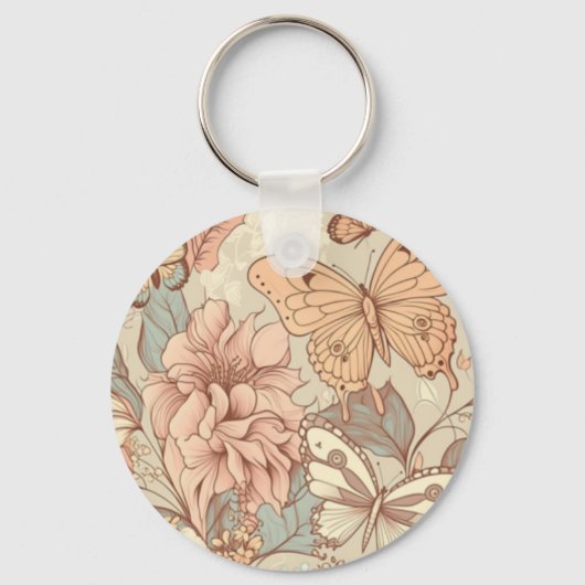 Botervliegen en bloemen sleutelhanger (Voorkant)