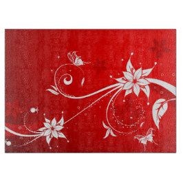 Botervliegen en bloemen snijplank