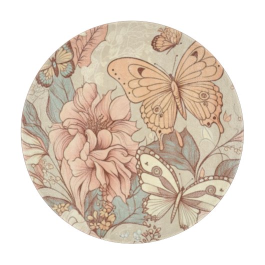 Botervliegen en bloemen snijplank (Voorkant)