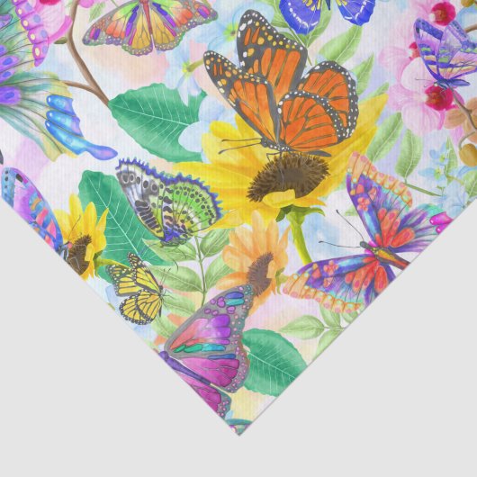 Botervliegen en bloemen tissuepapier (Detail)