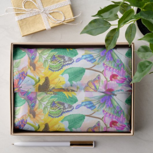 Botervliegen en bloemen tissuepapier (Geschenk)