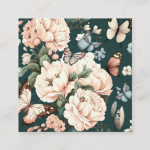 Botervliegen en bloemen vierkante visitekaartje