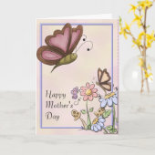 Botervliegen en bloemen voor Moederdag Kaart (Gele Bloem)