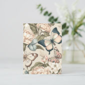 Botervliegen en bloespastel briefkaart (Staand voorkant)