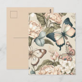 Botervliegen en bloespastel briefkaart (Voorkant / Achterkant)