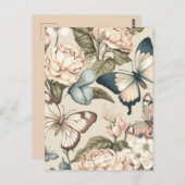 Botervliegen en bloespastel briefkaart (Voorkant / Achterkant)