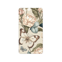 Botervliegen en bloespastel etiket