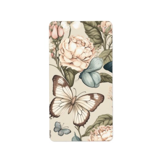 Botervliegen en bloespastel etiket (Voorkant)