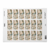 Botervliegen en bloespastel etiket (Full Sheet)