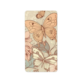 Botervliegen en bloespastel etiket