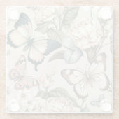 Botervliegen en bloespastel glazen onderzetter (Achterkant)