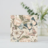 Botervliegen en bloespastel kaart (Staand voorkant)