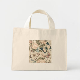 Botervliegen en bloespastel mini tote bag