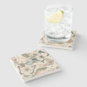 Botervliegen en bloespastel stenen onderzetter (Zijkant)