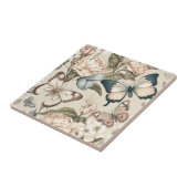 Botervliegen en bloespastel tegeltje (Zijkant)