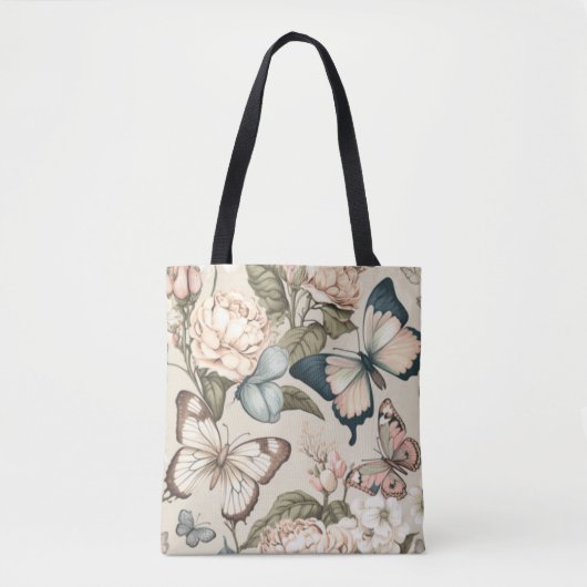 Botervliegen en bloespastel tote bag (Voorkant)