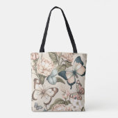 Botervliegen en bloespastel tote bag (Achterkant)