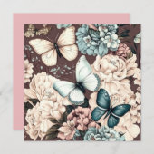 Botervliegen en bruine bloemen bedankkaart (Voorkant / Achterkant)