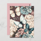 Botervliegen en bruine bloemen briefkaart (Voorkant / Achterkant)