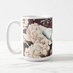 Botervliegen en bruine bloemen koffiemok