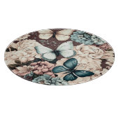 Botervliegen en bruine bloemen snijplank (Hoek)