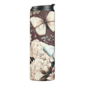 Botervliegen en bruine bloemen thermosbeker (Gedraaid links)