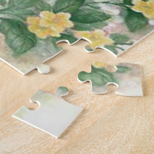 Botervliegen en gele bloemen legpuzzel (Zijkant)