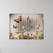 Botervliegen en Muzieknoten Canvas Afdruk (Voorkant)