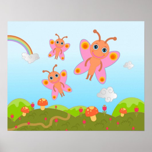 Botervliegen en paddenstoelen poster (Voorkant)