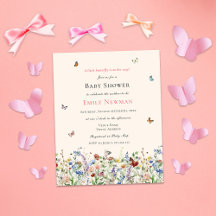 Botervliegen en Wildbloemen Baby shower begroting