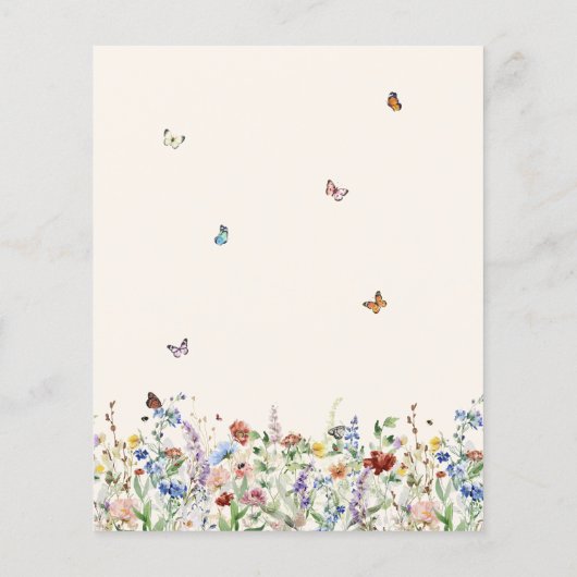 Botervliegen en Wildbloemen Baby shower begroting (Achterkant)