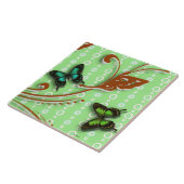 Botervliegen groene achtergrond tegeltje (Zijkant)