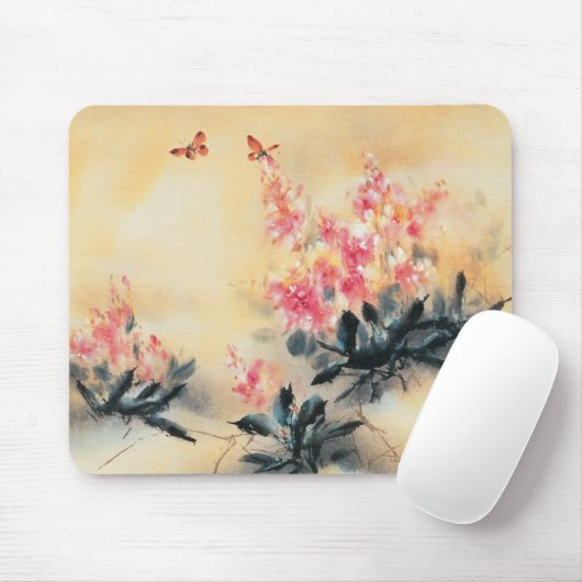 Botervliegen in de lente muismat (Met muis)