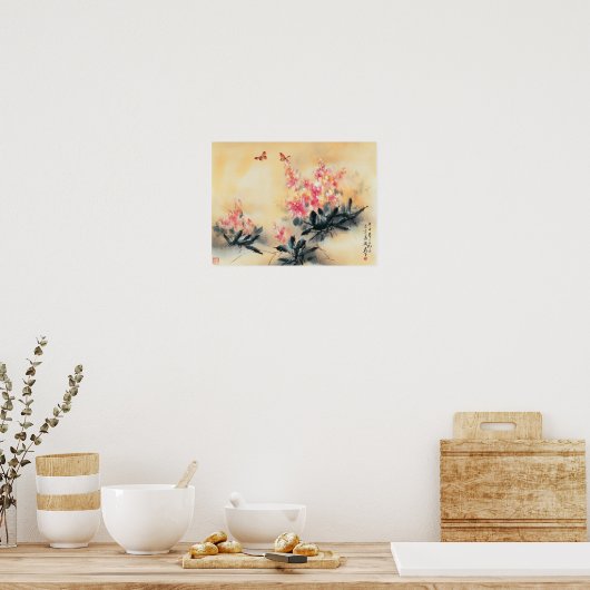 Botervliegen in Poster van de lente (Keuken)