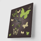 Botervliegen in Warm Earth Tones Wall Clock Vierkante Klok (Hoek)