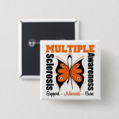 Botervliegen met multipele sclerose vierkante button 5,1 cm (Voorkant /achterkant)