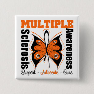 Botervliegen met multipele sclerose vierkante button 5,1 cm