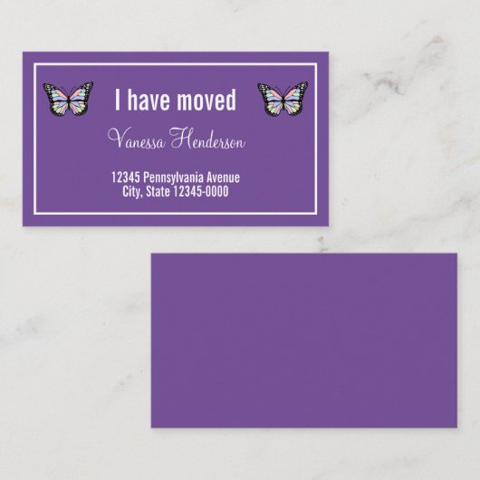 Botervliegen op Paarse aankondiging (Voorkant / Achterkant)