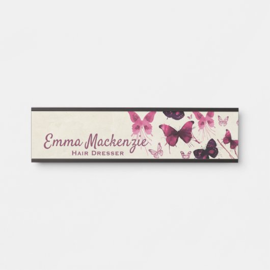 Botervliegen Paarse Kantoor Deurbordje (Voorkant)