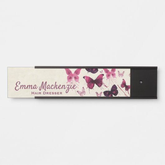 Botervliegen Paarse Kantoor Deurbordje (Voorkant)