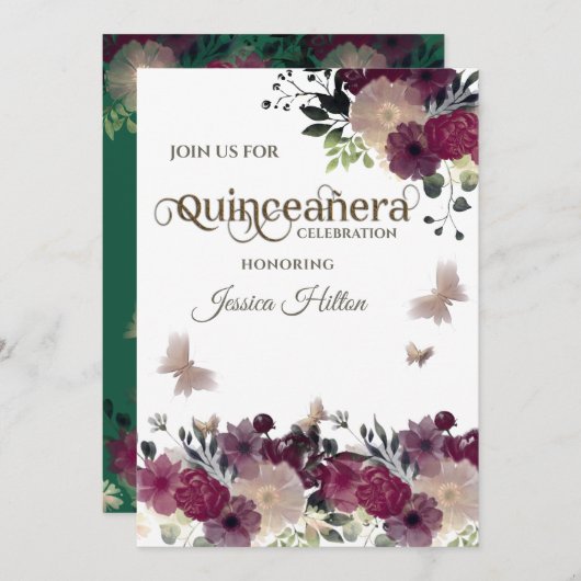 Botervliegenbloemtuin Quinceañera, groen Kaart (Voorkant / Achterkant)