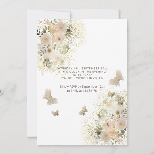 Botervliegenbloemtuin, zoet, zestien uitnodiging (Achterkant)